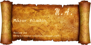 Mázor Aladin névjegykártya